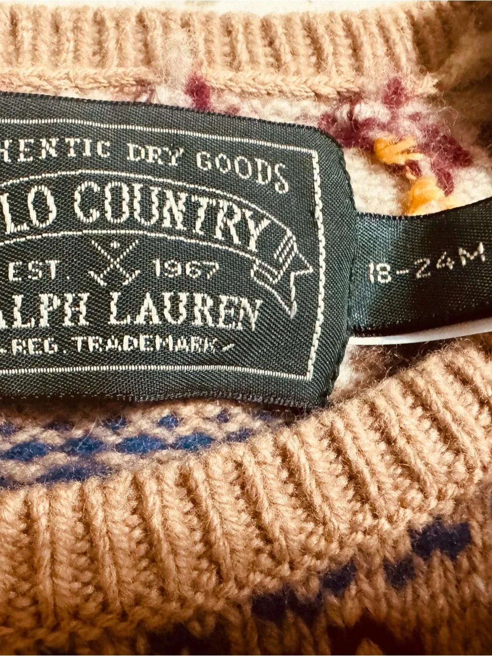 Ralph Lauren Camel Cable-Knit Farm Intarsia Dress